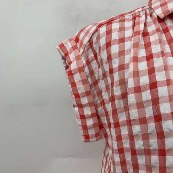 Loft Ann Taylor Gingham Button Up Shirt Women Petite XSP Extra Small Shirttail - Picture 4 of 12